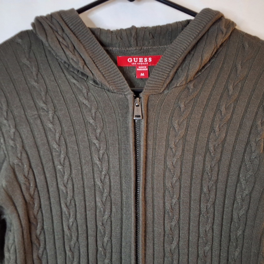 Guess Olive Cable Knit Zip Hoodie - Picture 7 of 10